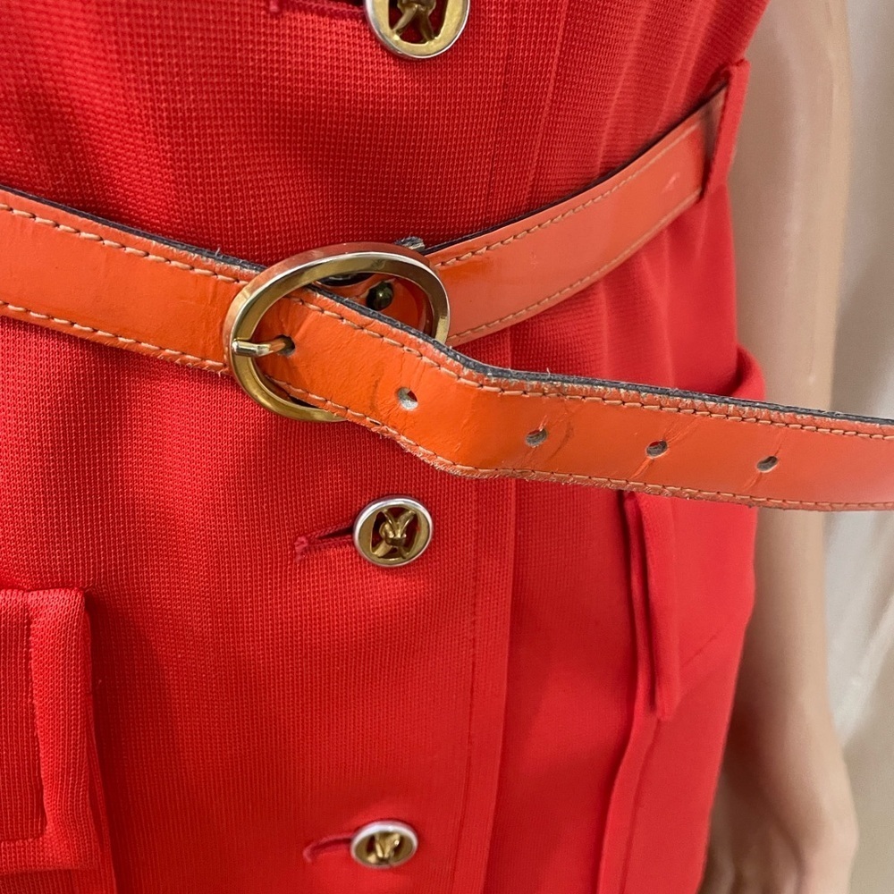 Kimbely Red vintage Sleeveless Button-Up Vest with Belt - Picture 8 of 15